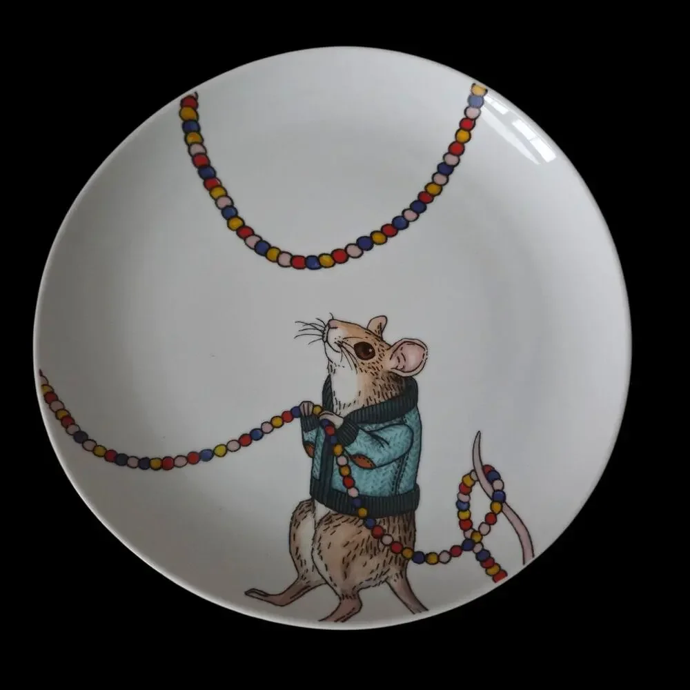 West Elm Rachel Kozlowski Dapper Animal Salad Plate Holiday Christmas Mouse‎